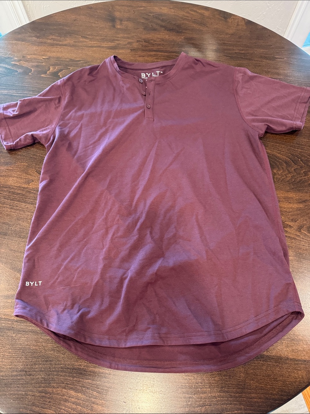 BYLT Basics Men's Short Sleeve Henley - Burgundy Plum